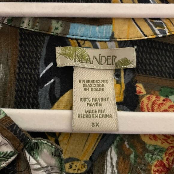 ISLANDER Men's Mustang & Guitar Short Sleeve Button Down‎ Hawaiian Shirt Size 3X - Picture 8 of 10